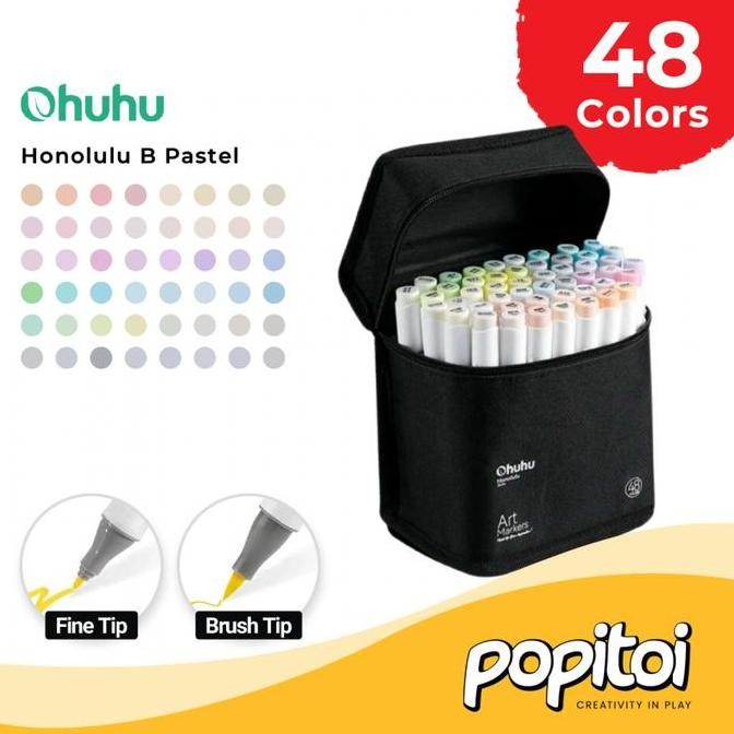 

Ohuhu Honolulu B Pastel 48 Colors Dual Tip Brush And Fine Alcohol Water Color Acrylic Art Marker Spidol Warna Gambar Manga Anime Alkohol