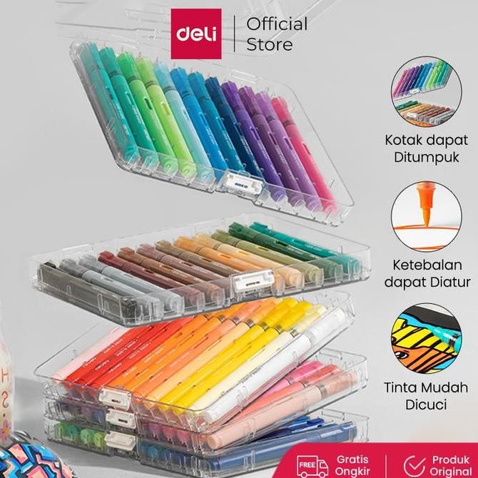 

Deli Spidol Akrilik / Acrylic Marker Acrylic Brush Pen 24/36/48/60 Warna Hm335
