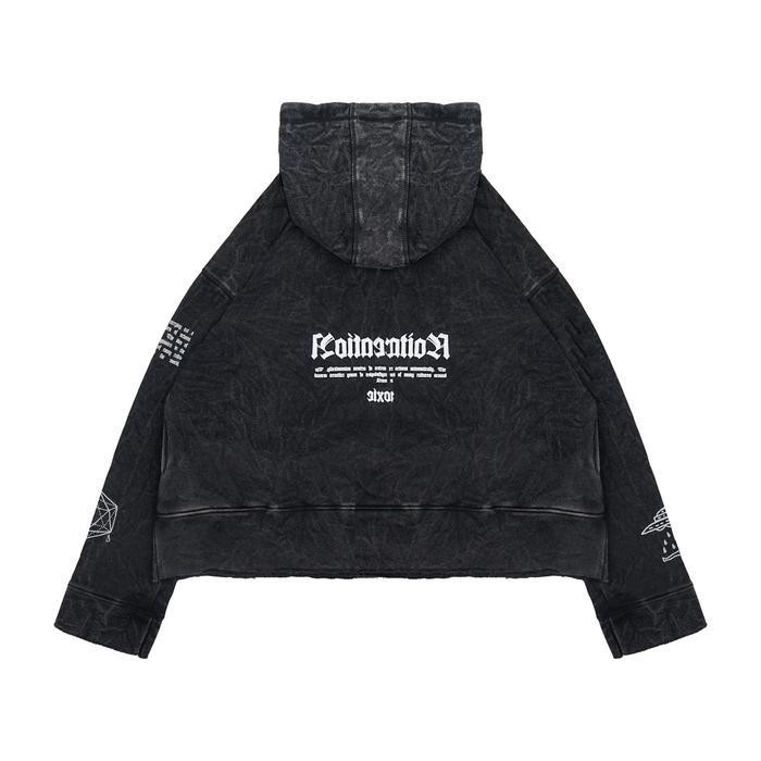 ZCS Moxie Sweatshirt Washed Unisex Touch Black Washed Hoodie Crop