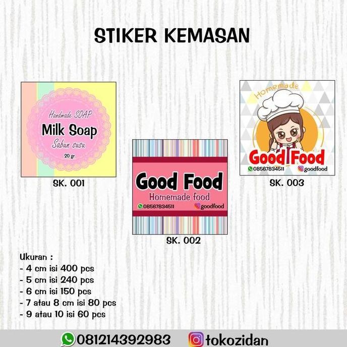 

>*>*>*>*] STIKER KEMASAN LABEL PRODUK SNACK KUE MINUMAN BENTUK PERSEGI CUSTOM