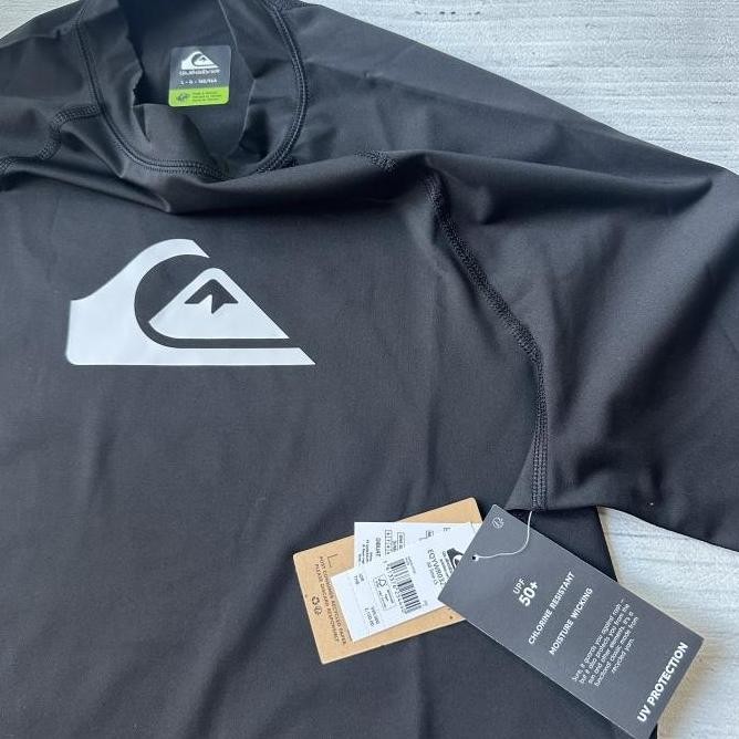 Terlaris Quiksilver Baju Renang Rashguard Wetsuit Hitam Upf50 New Original 100% AS