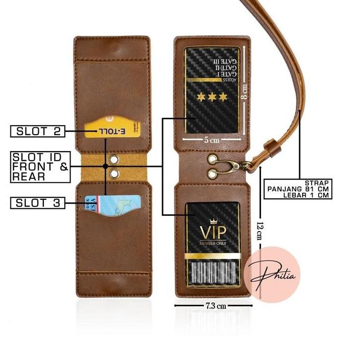 

NAME TAG KULIT DUA SISI LANYARD ID CARD HOLDER 2 SISI Tali Lanyard