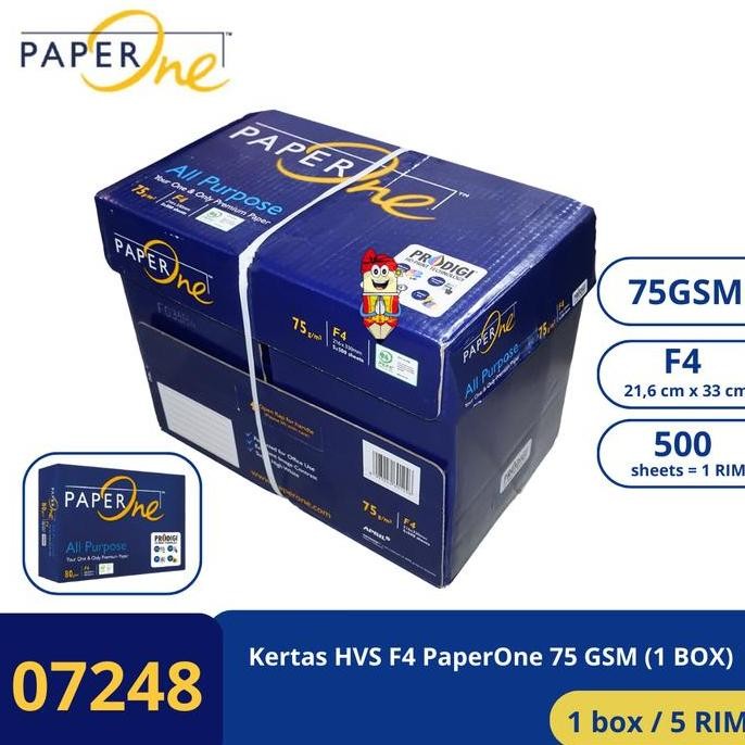 

:=:=:=:=] Kertas HVS print foto copy ukuran F4 PaperOne 75 GSM ( 1 DUS )