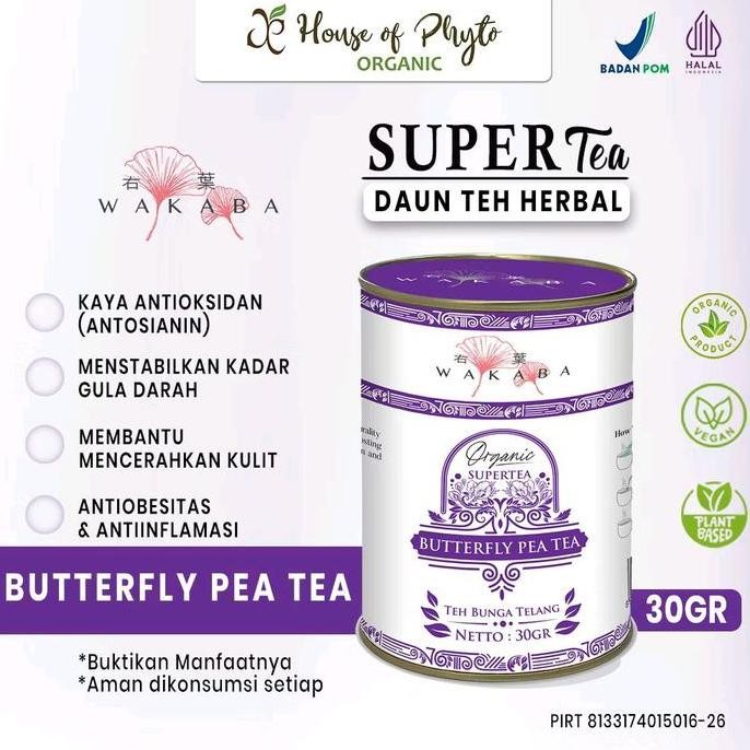 

{{{{}}] Supertea Butterfly Pea WAKABA Teh herbal Bunga Telang Anti obesitas & kanker 30 gr