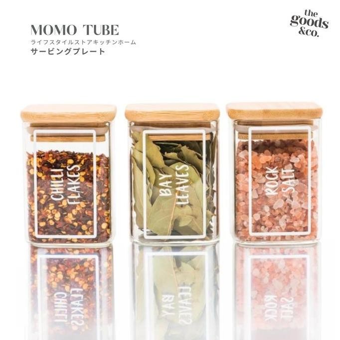 Toples Kaca Tutup Bamboo Kotak Toples Bumbu Toples Kue Toples Snack LCM