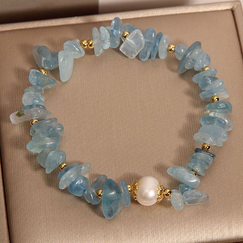Natural Aquamarine Crushed Stone Bracelet