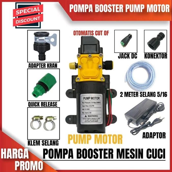 Baru Pompa Booster Air Mesin Cuci DC 12V 100PSI Otomatis Mini Pump