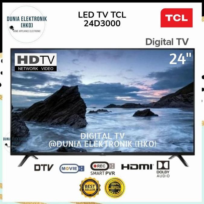 TERMURAH - LED TV TCL 24D3000A 24" 24 INCH DIGITAL TV HD HDMI USB TV DIGITAL 24"