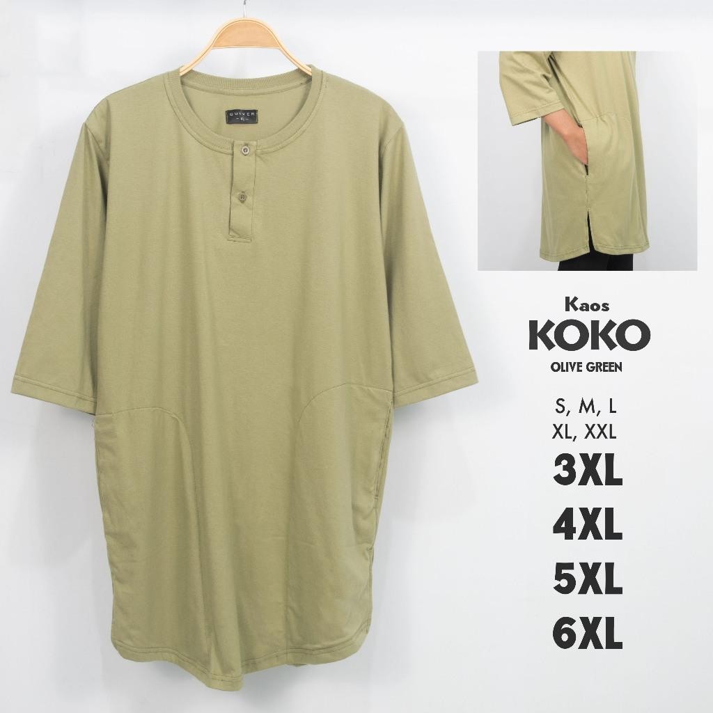 Sg Kaos Koko Kurta Jumbo Pria Olive Green 24S Big Size S M L Xl Xxl 3Xl 4Xl 5Xl 6Xl