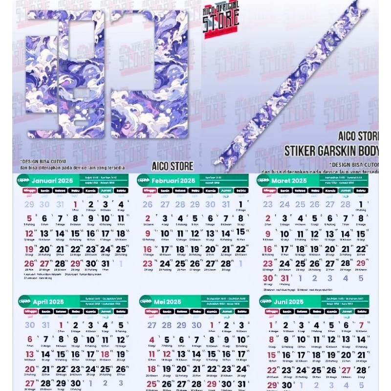 

Premium Cut - Kalender Baru Tahun 2025 B80 2 Garskin Stiker / Case Custom Terlaris 2PCS/ Fullbody