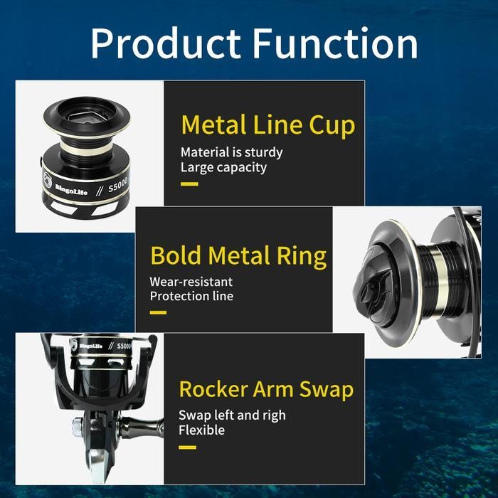 FT Reel Pancing Spinning Logam 7000 Laut Alat Memancing Fishing Reel Meta