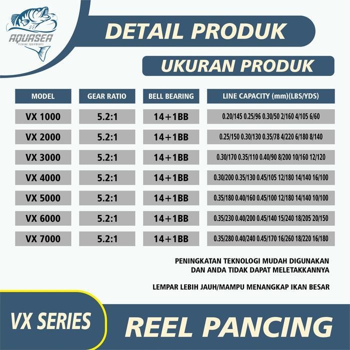 FT AQUASEA Reel Pancing Full Besi VX 1000-7000 Alat Ikan Joran Umpan