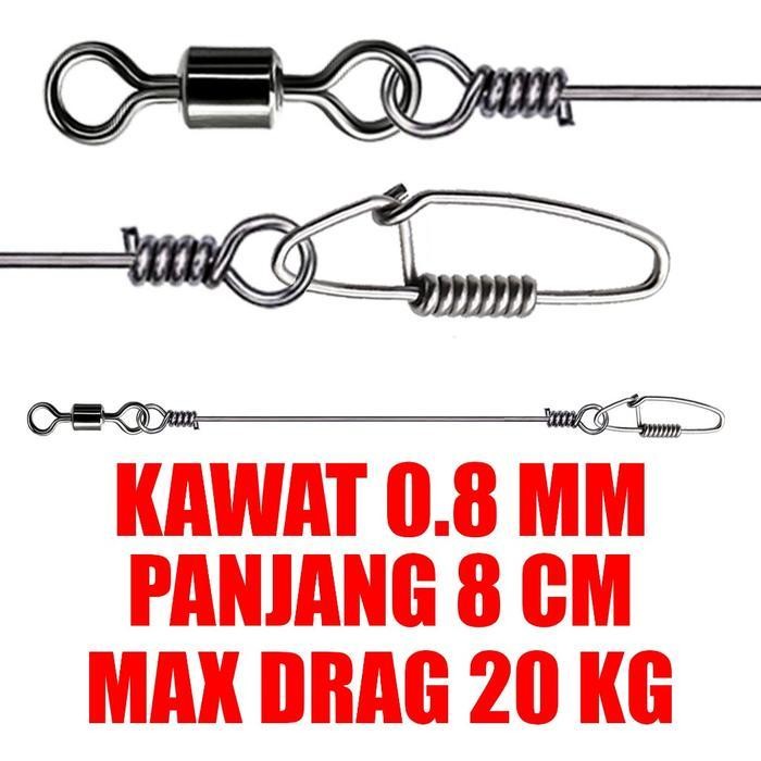 FT Wormhook Kawat Neklin Zman Baby SIlencer Anti Gigi Tajam Gabus Toman Pancing