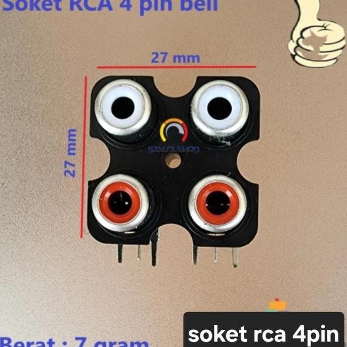 ( SOKET RCA 4P )           FEMALE SOCCET JECK JACK KONEKTOR INPUT RCA AUDIO IN OUT 4 KAKI PIN P BERD