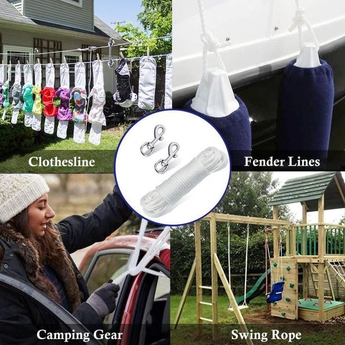 

Tali Tiang Bendera Padat 8 Mm Panjang 20 Mtr Dengan Pengait murah