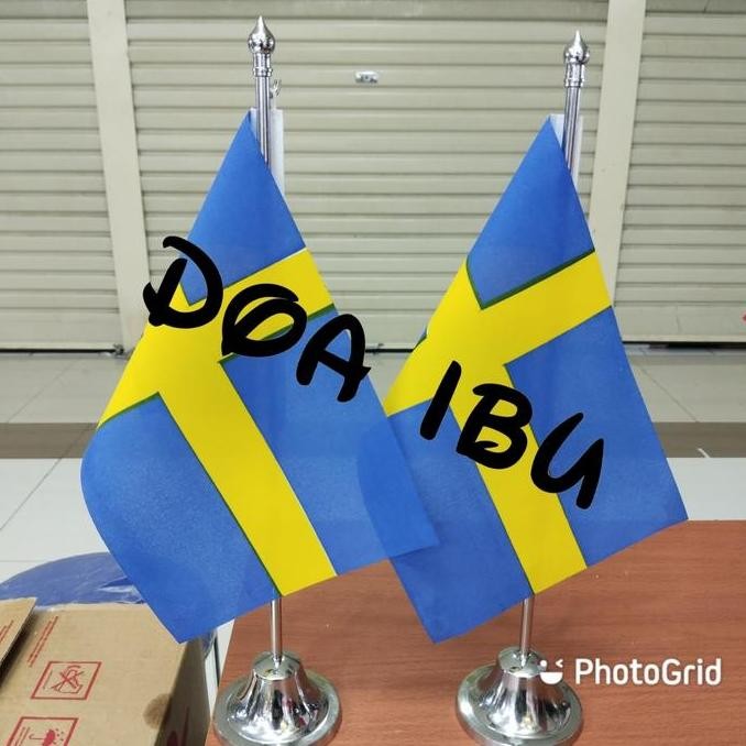 

tiang stenlis meja+bendera SWEDIA murah