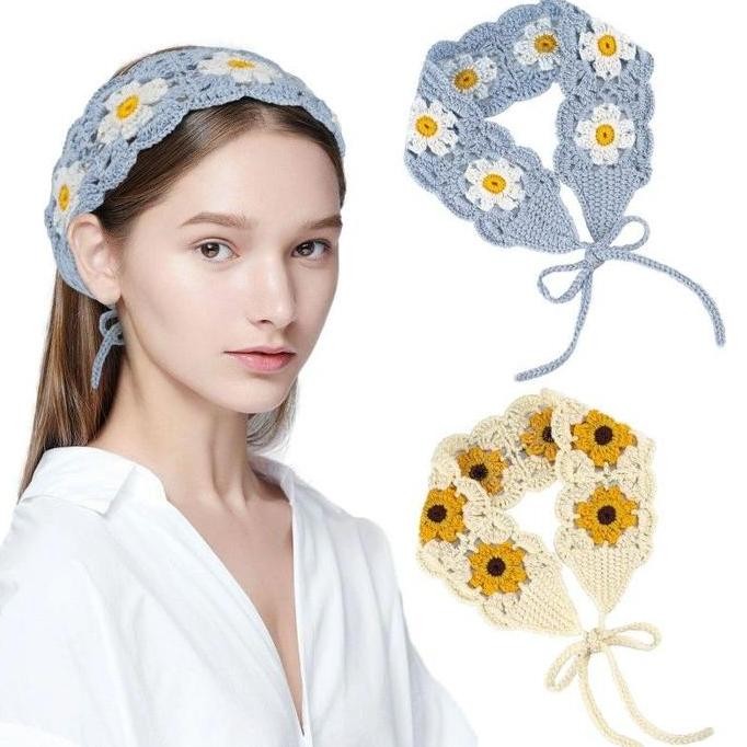 Bandana Rajut Headband Knit Korean Bandana Scarves Bando Kain Rajut Bando Motif Kain Rajut Knit mura
