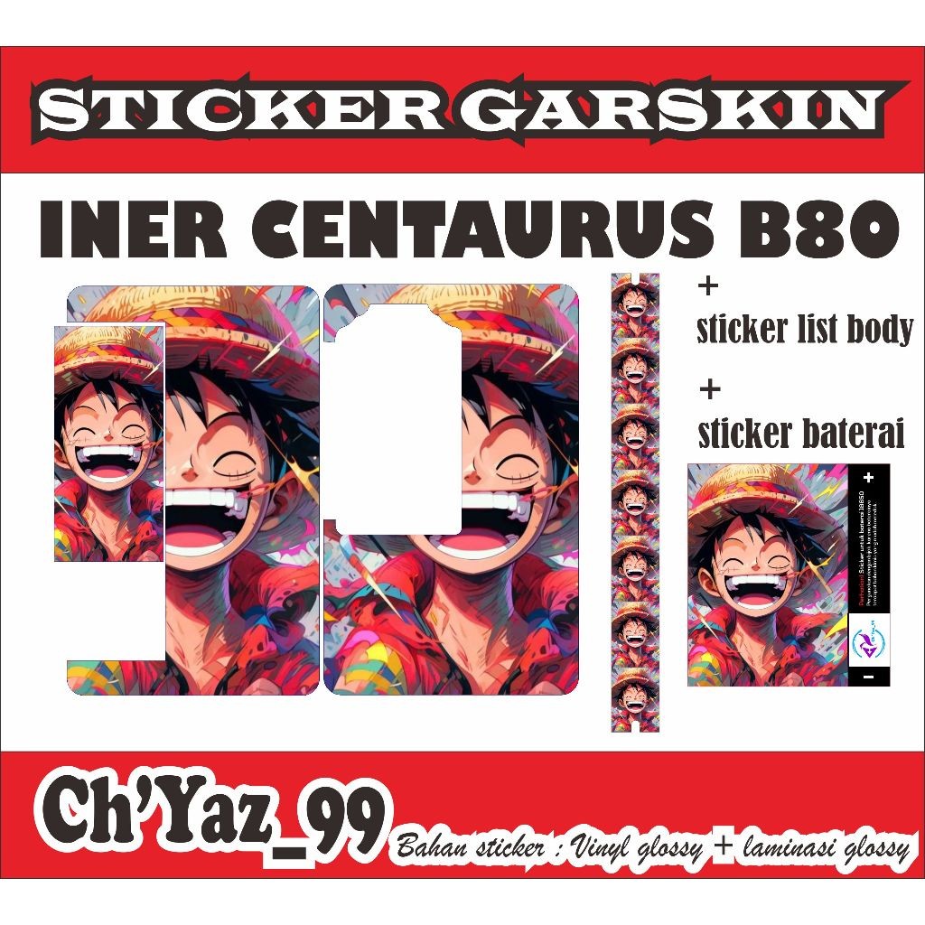 

B80 One Piece A Garskin/Stiker Case Bisa Custom Motif - 2Pcs