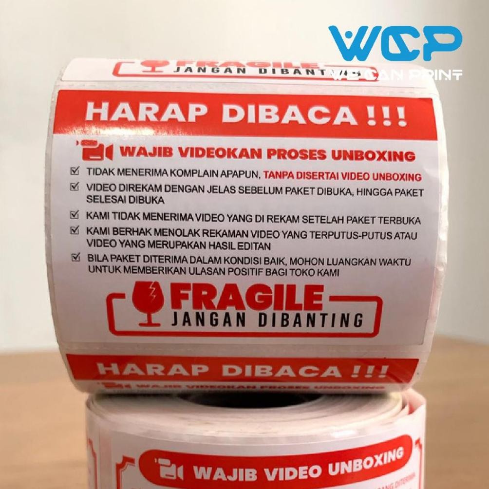 

Flash Sale [ 500 PCS ] Label Sticker FRAGILE Wajib Video Unboxing Stiker Jangan Dibanting Online Shop ..