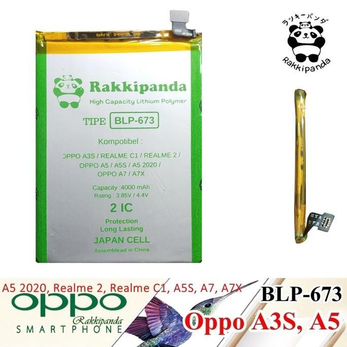 BEBAS ONGKIR - Rakkipanda BLP-673 for Baterai A3S CPH1803 A5 Realme 2 Realme C1 BLP673 Double IC Pro