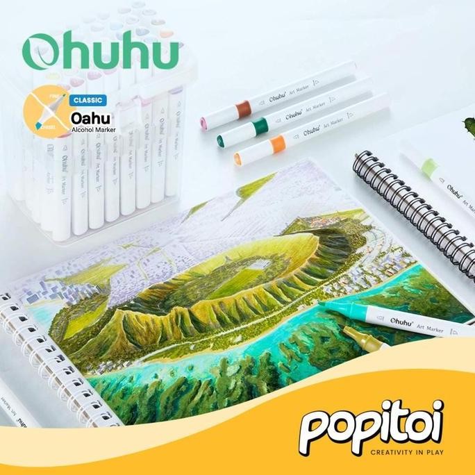 

OHUHU OAHU 48 COLORS DUAL TIP (FINE & CHISEL) ALCOHOL ART MARKERS SPIDOL KUAS WARNA ORIGINAL DAN TERPERCAYA