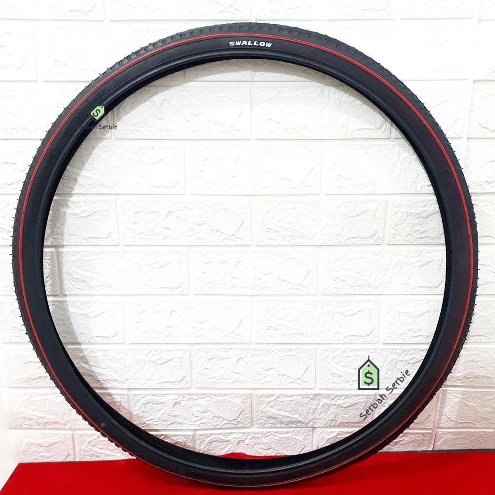 BAN LUAR SEPEDA 26X1 3/8 SWALLOW 590 26 X 1 3 per 8 HITAM PUTIH CTB PHOENIX JENGKI POLYGON SIERRA