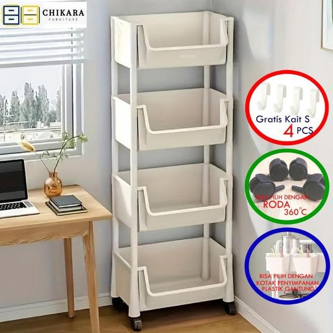 CHIKARA DEEP 4 SUSUN KOMBINASI Rak SUSUN Serbaguna Rak Sudut Rak Plastik Rak Buku Rak Jumbo Rak Sepa