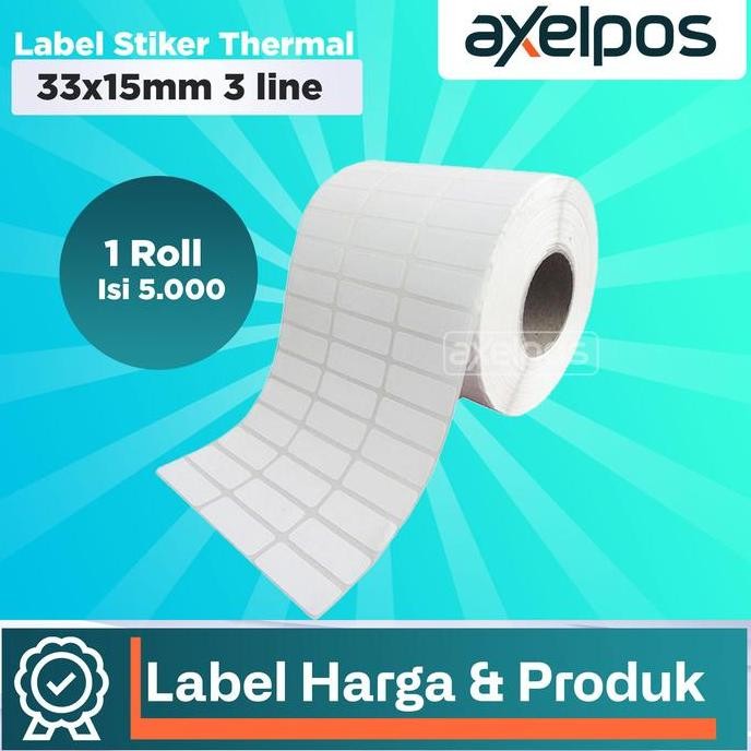 

Baru Label Thermal 33X15Mm 3 Line - Kertas Stiker Bare Isi 5000 Lembar