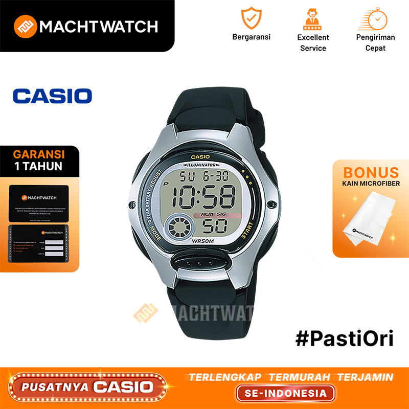 Jam Tangan Unisex Casio Standard LW-200-1AVDF LW200 Black Rubber Band