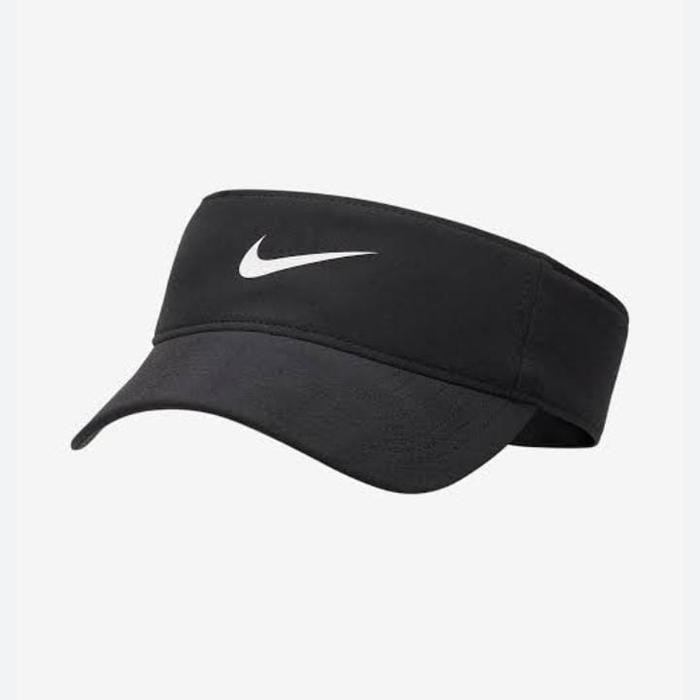 Nike Dri-Fit Ace Swoosh Visor Black Hitam Fb5630-010 Topi Original Original Dan Terpercaya