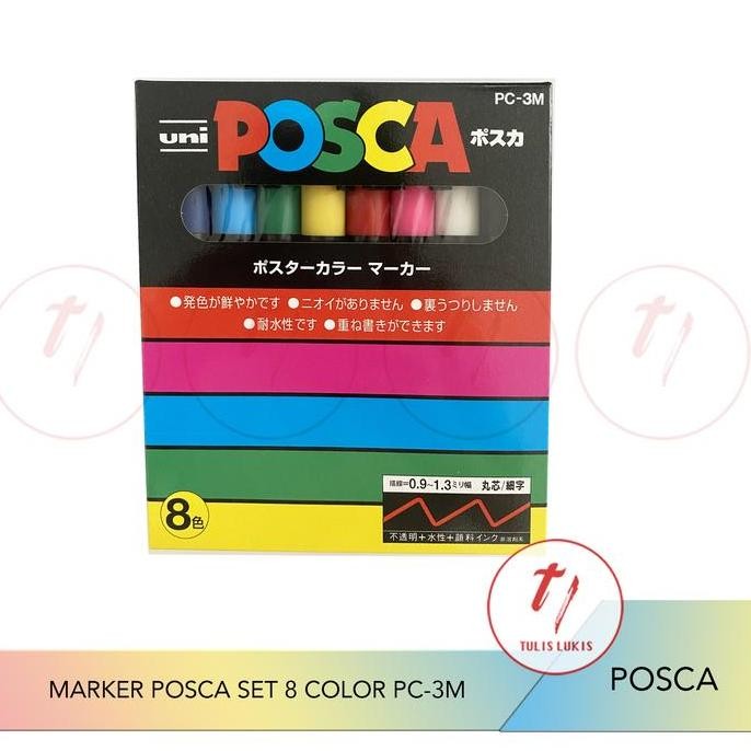 

SPIDOL POSCA MARKER PC-3M SET 8 BASIC COLORS ORIGINAL DAN TERPERCAYA