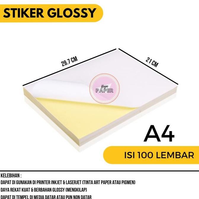 

Baru Kertas Stiker Chromo Glossy A4 - 100 Lembar Sticker Cromo Kilap