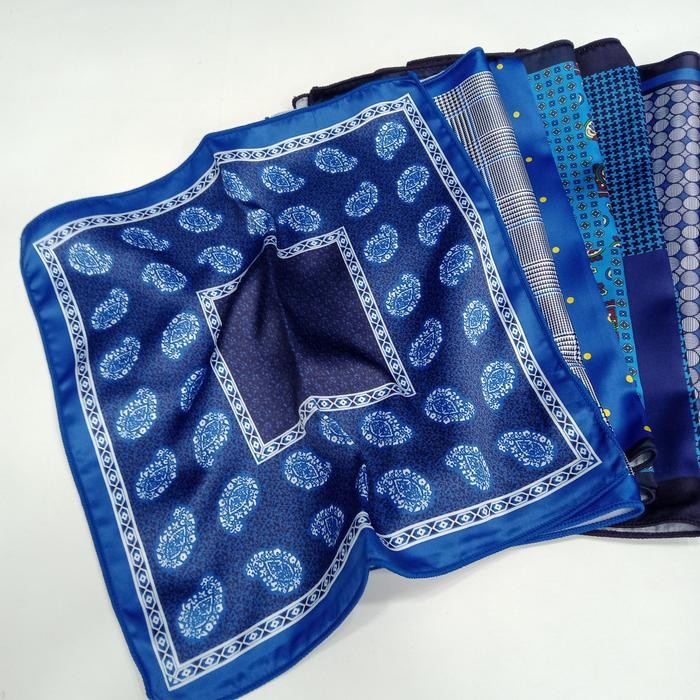 pocket square biru motif pria hanky sapu tangan jas blazer import