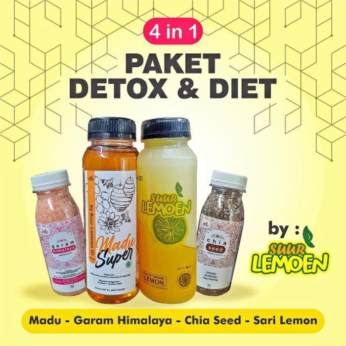 

SL Paket Detox Diet Imunitas Sari Lemon Murni Madu Chia Seeds Garam Salt