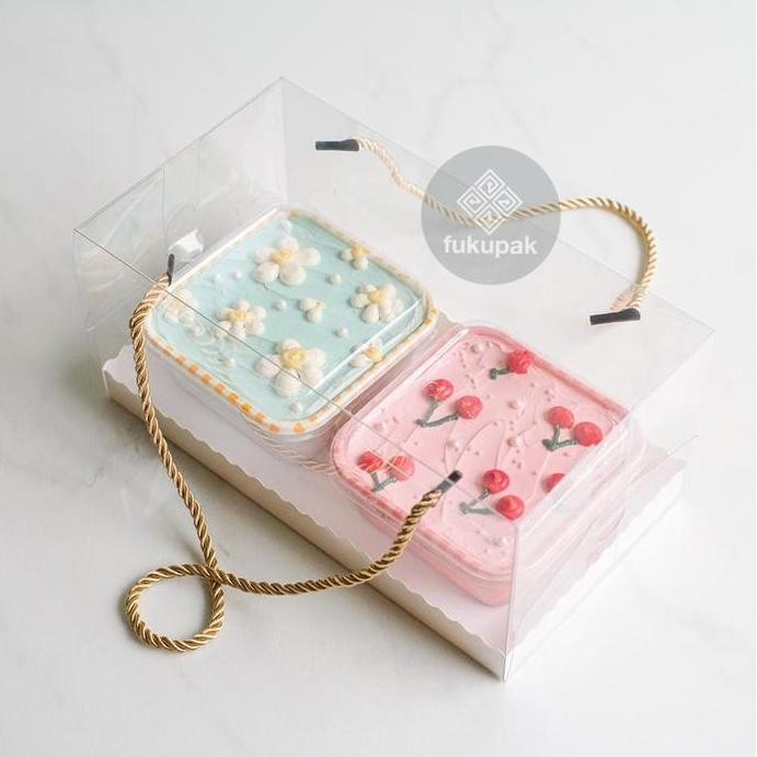 

TERBARU - Box Mika +Tali 26x14, Half Cake, Kue Tart Rollcake Bolu Gulung (20pcs)