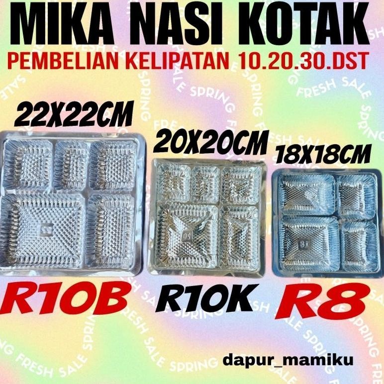 DAPURMAMIKU ( Mika Dos Nasi 18x18 20x20 22x22 ) Mika Nasi Sekat 5 Sekat 7 Mika Pemisah Lauk Samir Du
