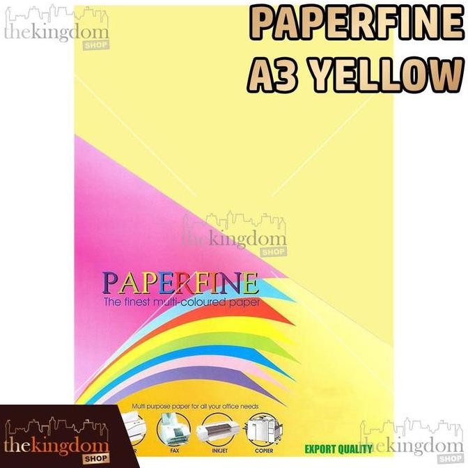 

TERBARU - Paperfine Kertas HVS Warna A3 Yellow Kuning Muda / Isi 500 Lembar 160