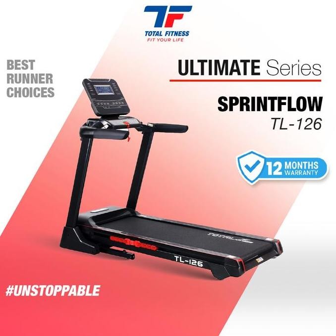 TERMURAH - TOTAL FITNESS Treadmill Electric Automatic Incline TL 126