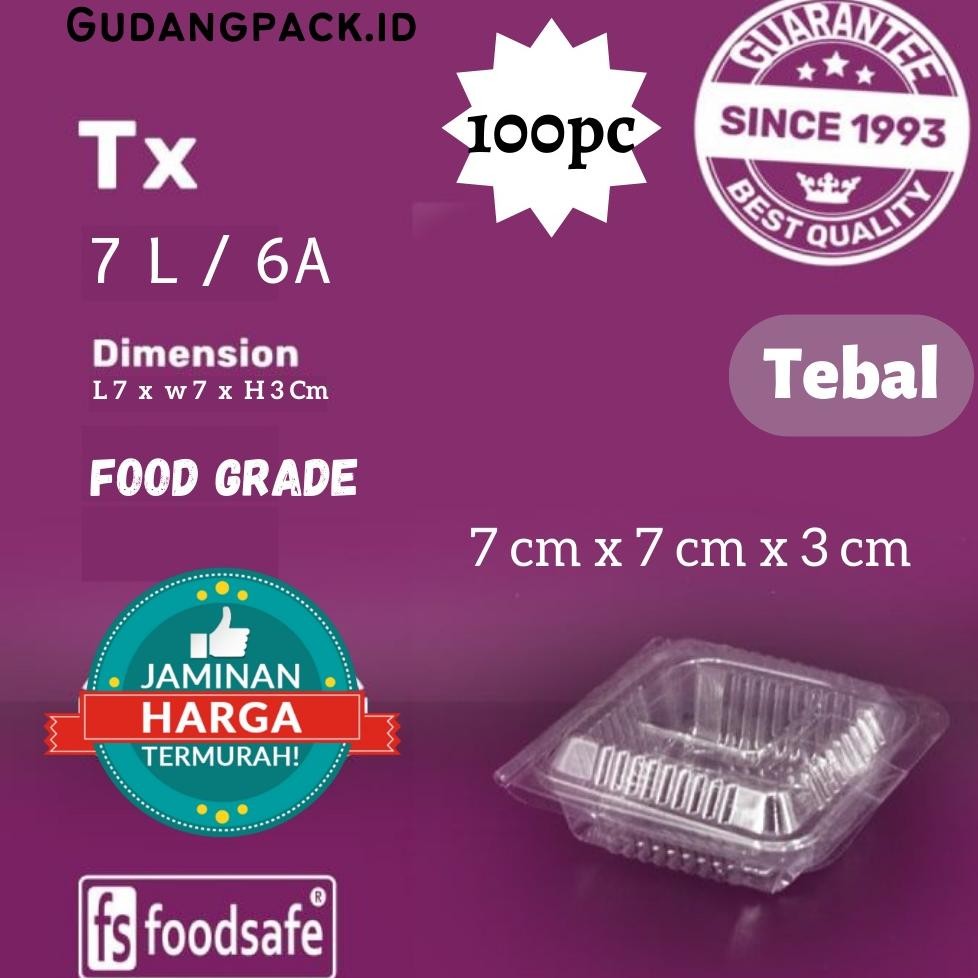 Mika Plastik TX 7L 6A 100pc / Mika Makanan Kue Putu Bolu Snack Plastik 7x7x3 CM