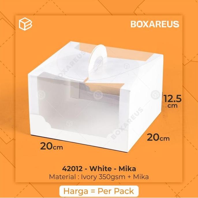 

Box Mika Kotak Kue Cake Packaging Transparan Dus Handle | 42012 White