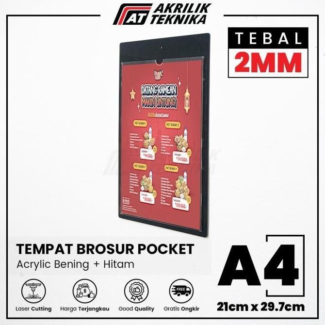 

READY ACRYLIC POCKET FRAME / AKRILIK THICKER / AKRILIK BROSUR A4 2MM HITAM