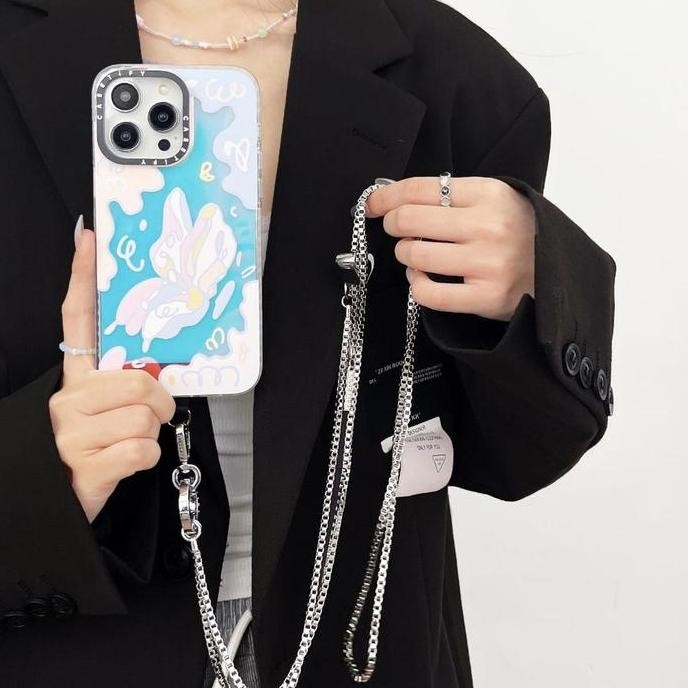 

High Version Casetify New Gold Adjustable Love Chain Shoulder Strap Diagonal Cross Hanging Chain Personalized Neck Hanging Short Wrist Portable Phone Chain