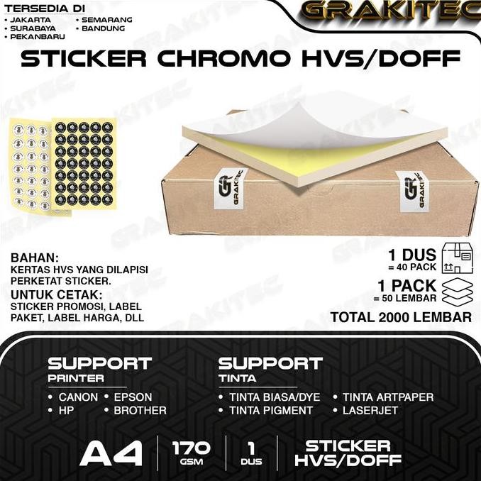 

TERBARU - Grakitec Kertas Sticker Chromo HVS / Glossy A4 1-Dus isi 40pack | Sticker Kromo Bontak Cromo Doff