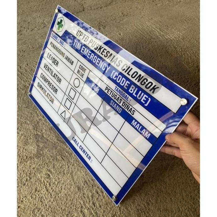 

Papan Code Blue Akrilik Siap Pakai