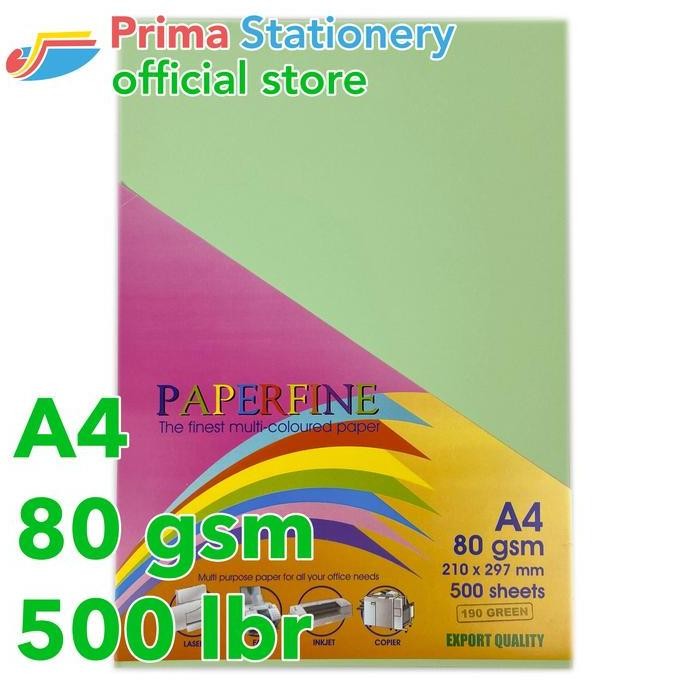 

NEW Paperfine Kertas HVS Warna A4 IT 190 Green Rim isi 500 lbr [TC]