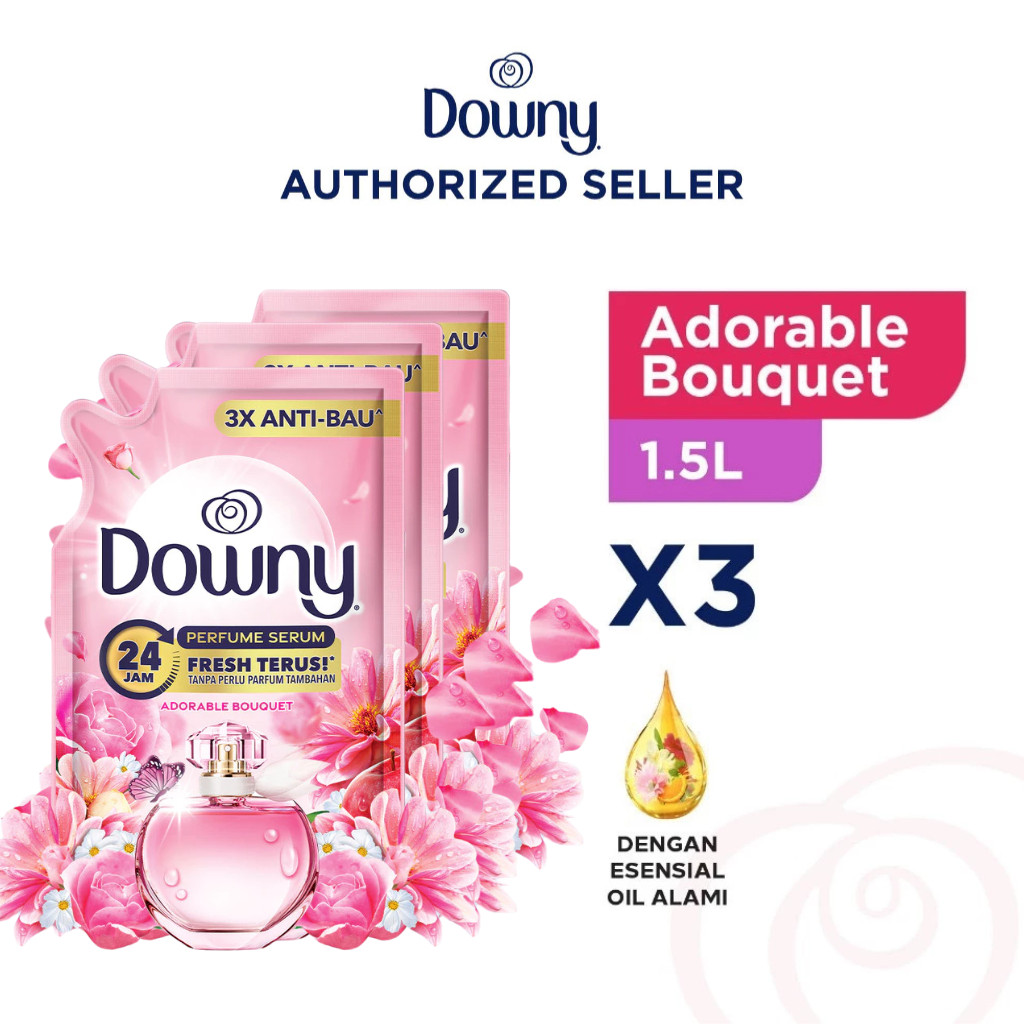 Downy Premium Parfum Adorable Bouquet Pewangi Pelembut Pakaian Refill 1.5L - 3
