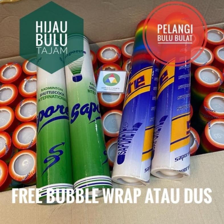 Kok Saporet SAPORETTE Saporete Hijau Pelangi Shuttlecock Badminton Bulutangkis Bulu Standar PBSI Nug
