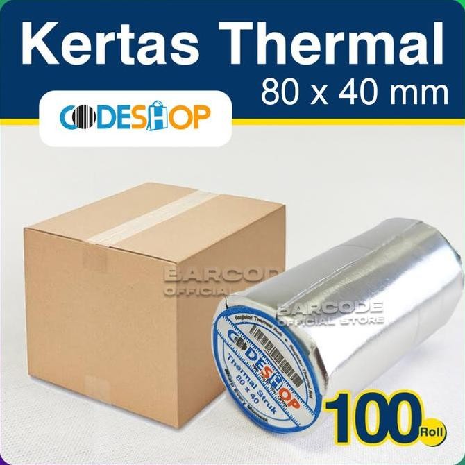 

TERMURAH - Kertas Struk Thermal Codeshop 80x40 mm Receipt Printer Kasir ( 1 Dus )
