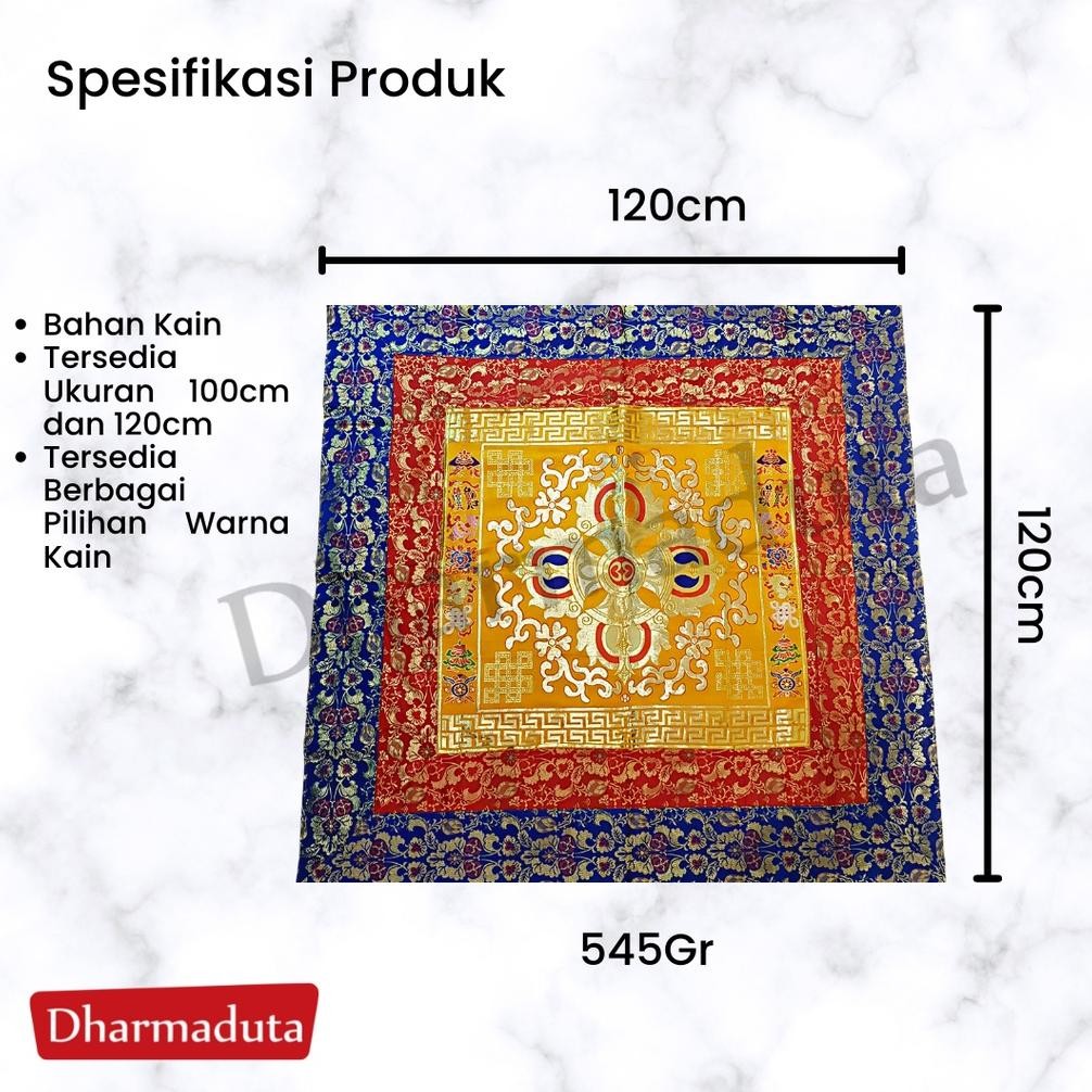 CR - Kain Taplak Meja Warna Astamanggala 120cm Hiasan Buddhis Tibetan TERLARIS