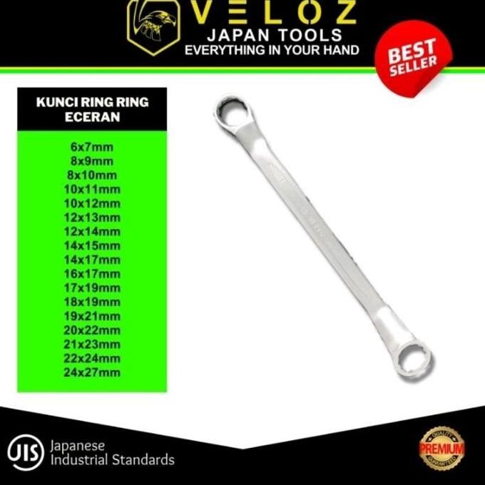 VELOZ ECERAN kunci ring 19x21 20x22 21x23 22x24 24x27 box end wrench